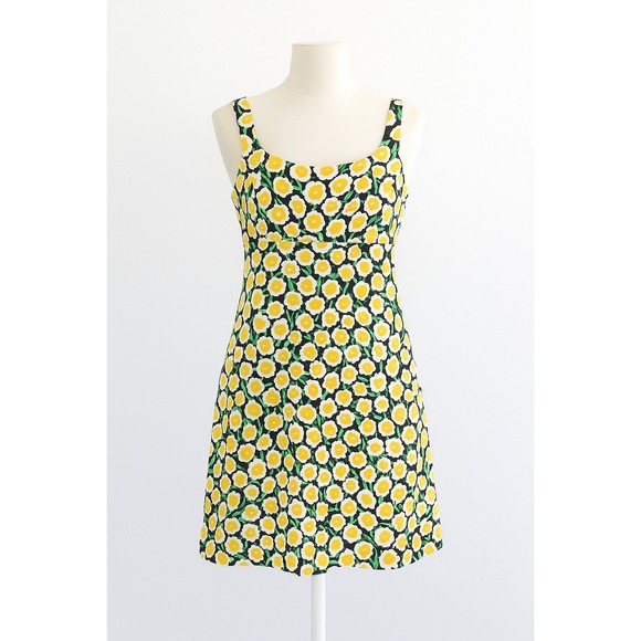 Diane von Furstenberg x Target Sundress Sz 8 Black Yellow Floral Summer Babydoll - Picture 1 of 8